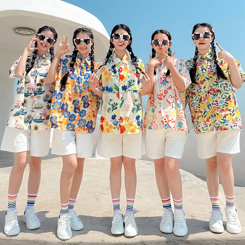 80S Nostalgic Floral Shirt Short-Sleeve Performance Loose Niche Artistic Retro Hong Kong Style Dance Costume Printed Top