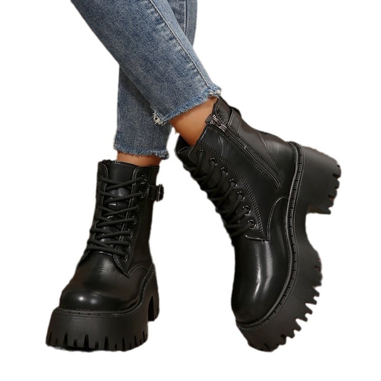 Dicke Sohlen für Damen 2024 neue große Größe vielseitiges Temperament bequeme Gürtelschnalle modische Martin-Stiefel_voghion.com