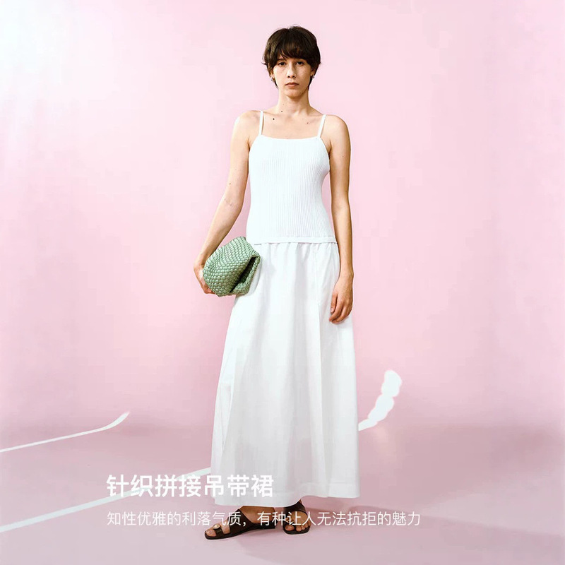 Special offer, no returns or exchanges! Original price 169. Women's summer new style mixed fabric suspender dress, casual knitted dress Special offer, no returns or exchanges! Original price 169. Women's summer new style mixed fabric suspender dress, casual knitted dress
