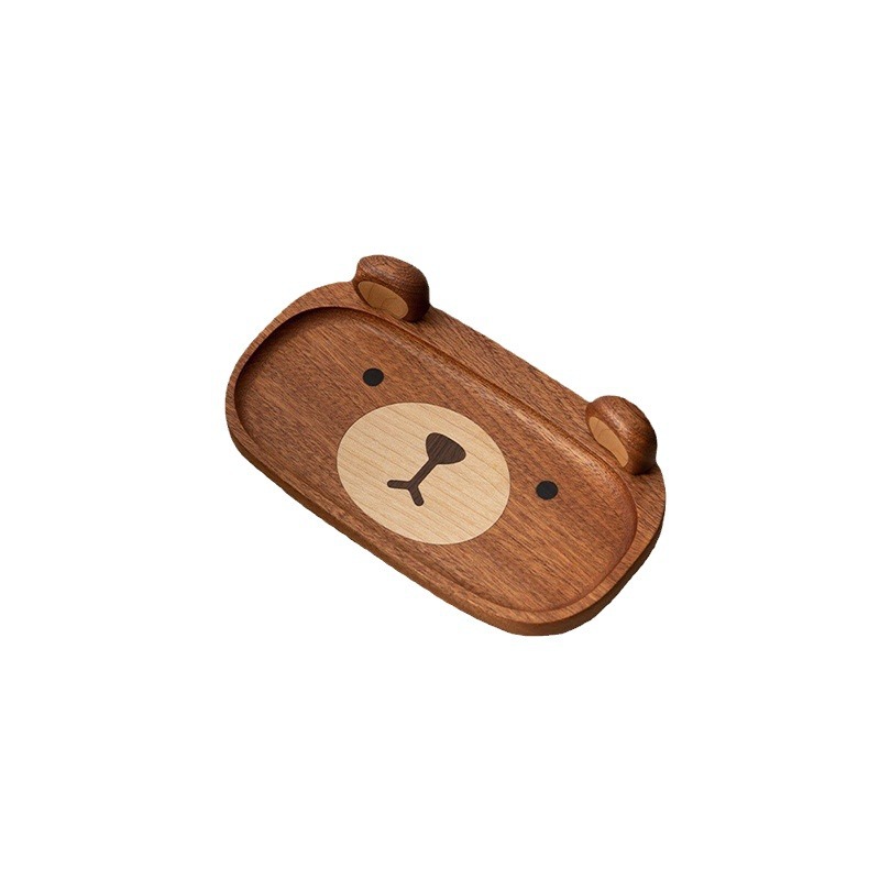 Oso creativo gafas bandeja de madera maciza artículos diversos clave de escritorio bandeja decorativa gafas de sol de dibujos animados bandeja de almacenamiento regalo de cumpleaños