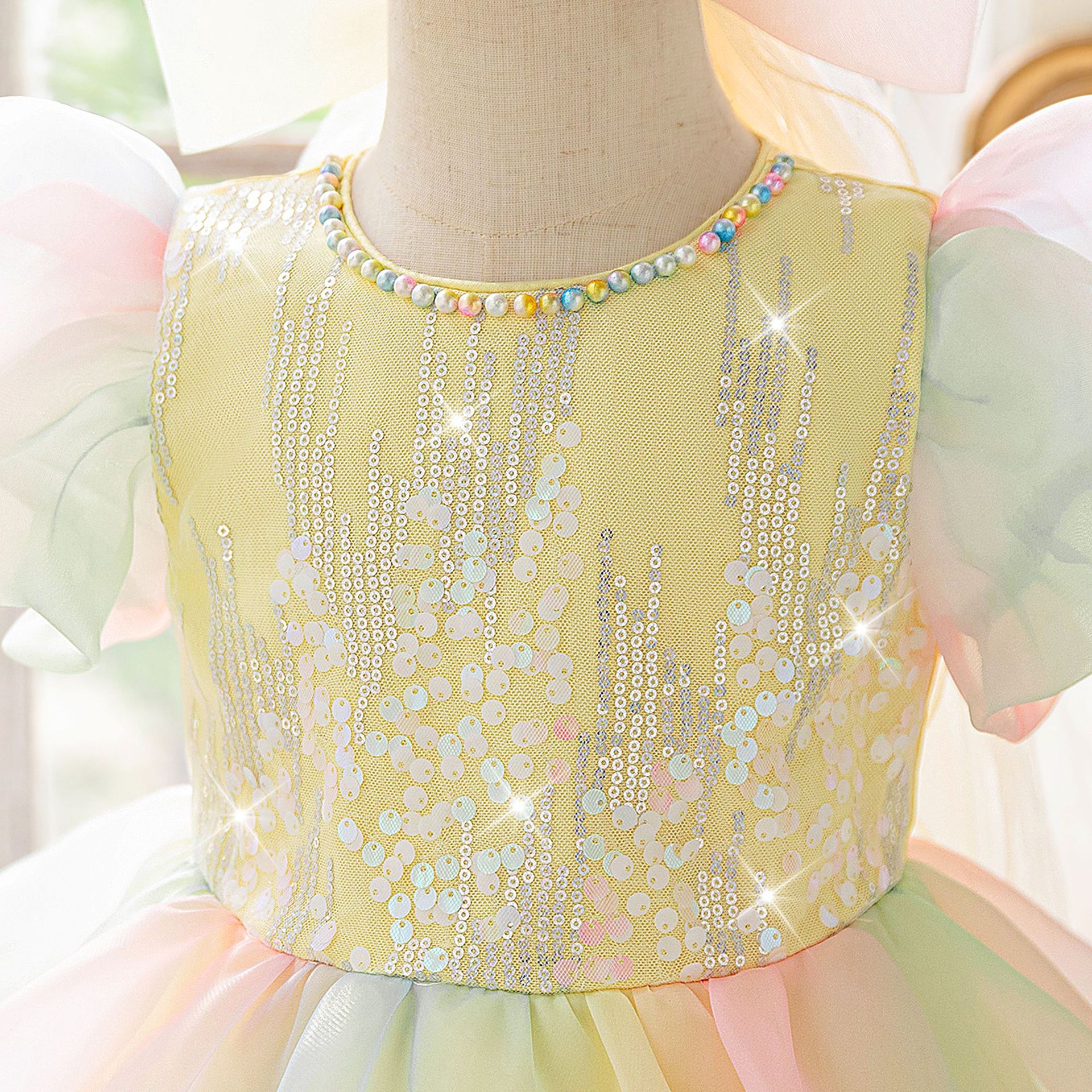 Vestido de princesa de niña 2025 vestido de pastel de verano rainbow flower girl vestido de hadas de flores vestido de cumpleaños