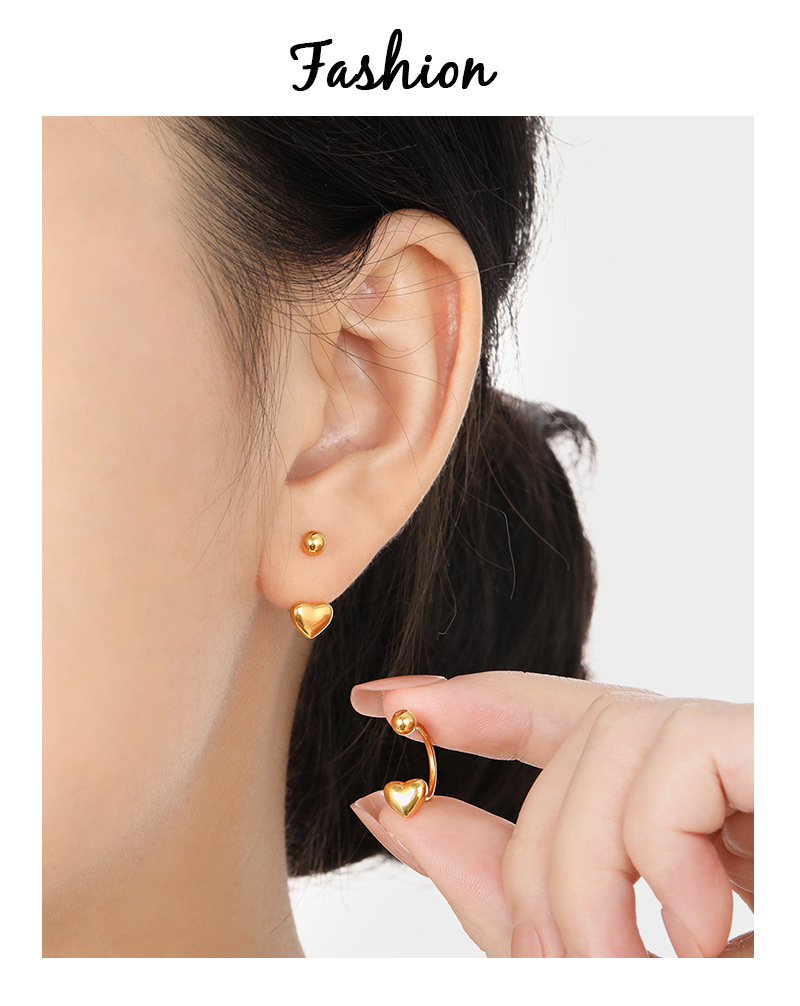 1 Pair Casual Elegant Lady Heart Shape Plating Titanium Steel Cartilage Earrings display picture 2