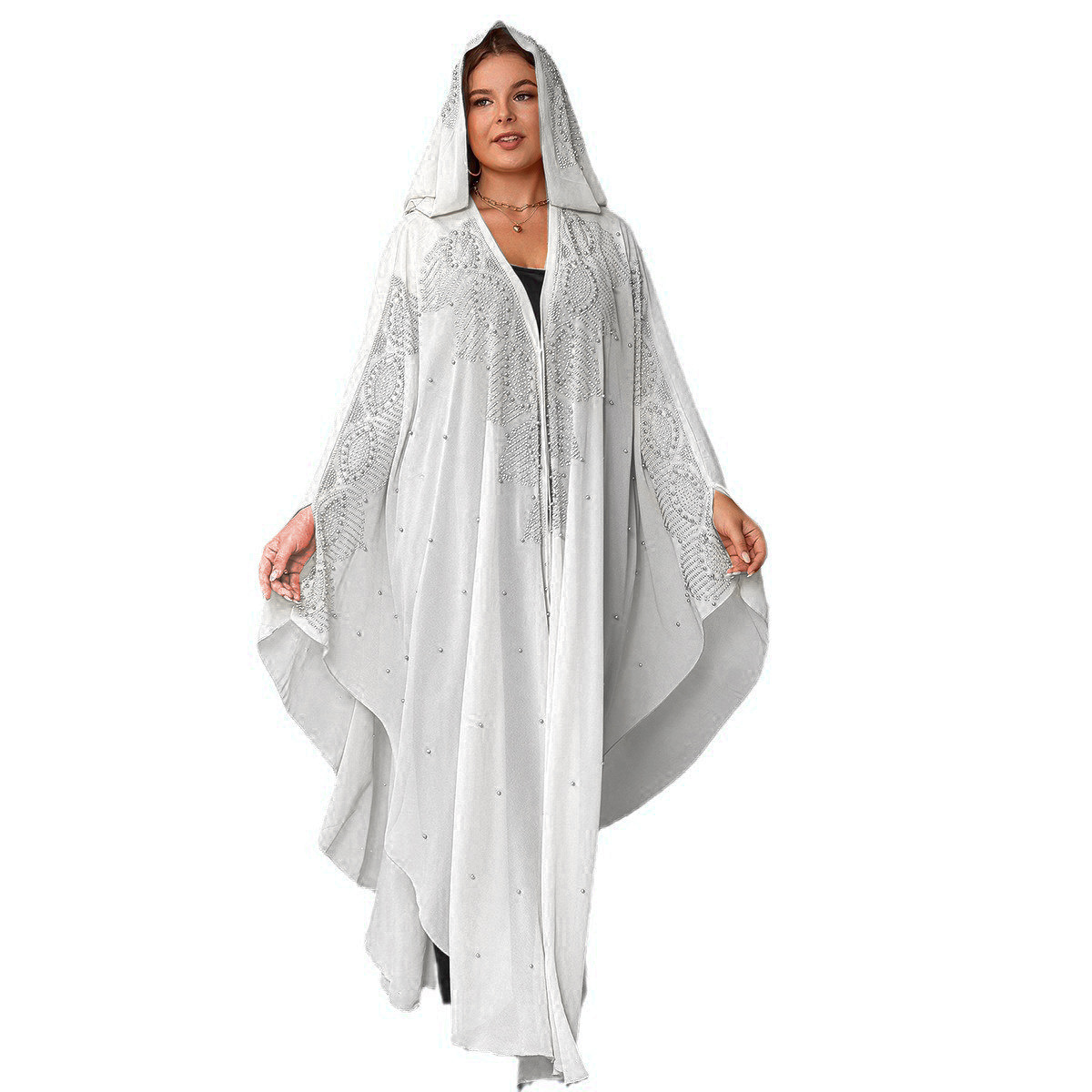 Cross-border Plus-size With Rhinestones And Beads, Middle Eastern Bat-sleeve Robe, Arabic Women's Clothing_ecoleips.com