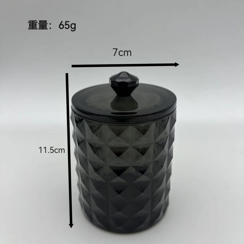 ✅ 新しい透明ダイヤモンドパターン綿棒竹カバー PS ポータブルラウンドロング組み合わせ化粧綿収納ボックスデスクトップ|undefined