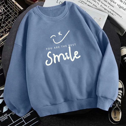 Men's Crew Neck Padded Sweatshirt for Autumn and Winter, No Hat, Leisure Style Top, Loose and Trendy, Versatile, Salt-and-Pepper Outdoor Style, Instagram Inspired