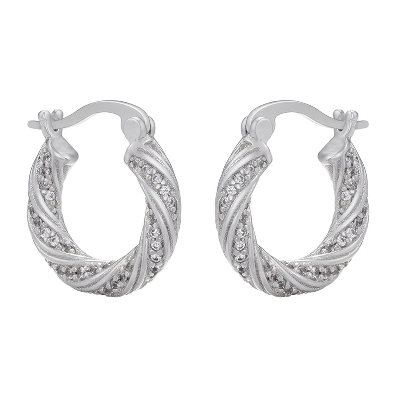 Fashion Twist Copper Gold Plated Zircon Earrings 1 Pair