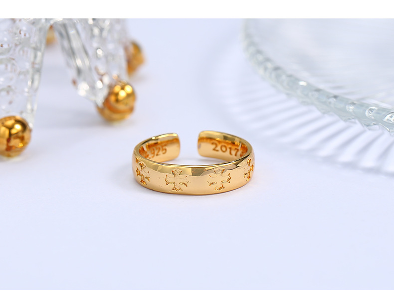 Hip-Hop Letter Copper Gold Plated Open Ring 1 Piece