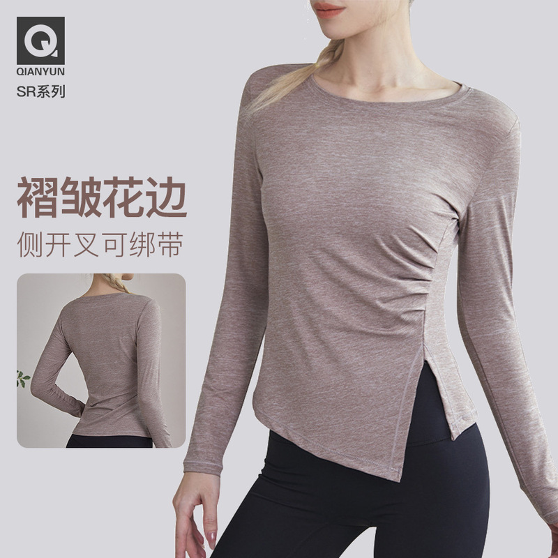 Large size fitness suit women's Stretch Slim fit sports top quick-drying breathable running long sleeve fat MM220 kg yoga suit
