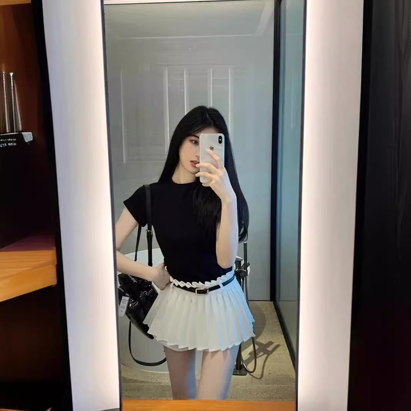 Short-Sleeved T-Shirt Jk Uniform Shirt A-Line Half-Length Short Skirt Pleated Skirt Female Summer Student Class Uniform Two-Piece Suit School Uniform