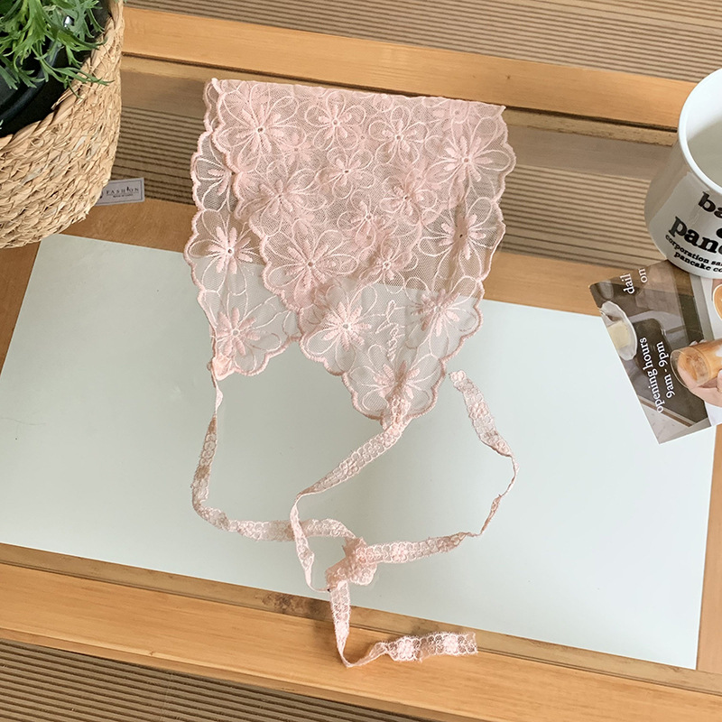 Pañuelo para mujer de verano pastoral nuevo estilo retro blanco súper hada encaje bufanda de seda decoración bufanda pequeña bufanda triangular diadema banda para el cabello