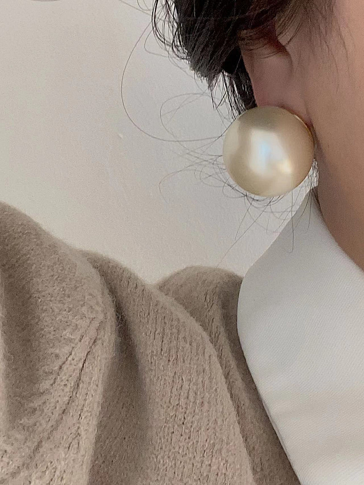 Round Pattern 1 Pair Simple Style Round Imitation Pearl Ear Studs