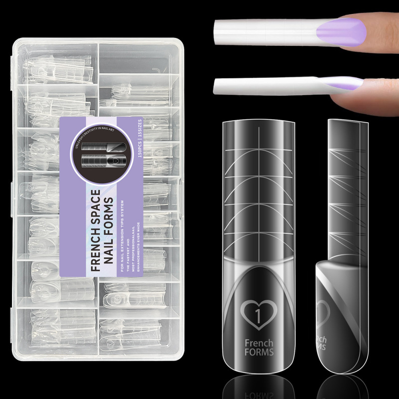 European and American Style Square High-Transparency Space French Nail Tips Full Cover Extension Shaping Nail Salon Nail Stickers Fake Nails