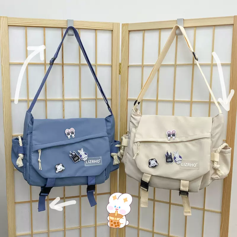 批发定制风大容量单肩包男日系原宿复古工装邮差包少女学生斜挎包