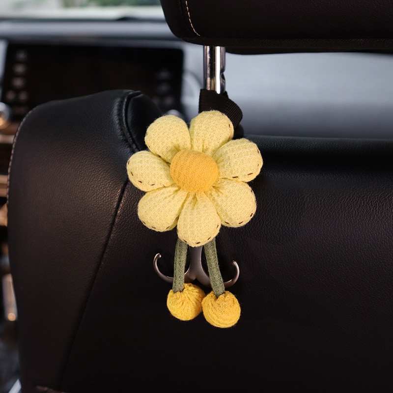 Doble gancho montado en automóviles, asiento de automóvil trasero, flores lindas, gancho de metal multifuncional, accesorios para automóviles, buenas cosas prácticas