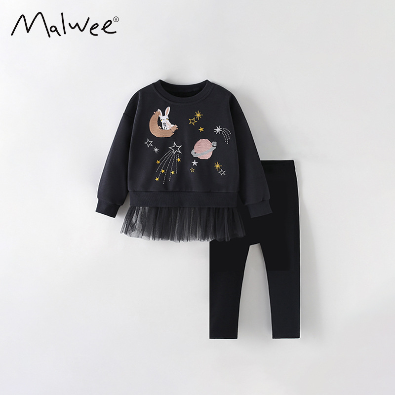 Transfronterizo malawee juego de niñas otoño y invierno nuevo estilo europeo y americano para niños de mediana edad cuello redondo manga larga chica de estilo extranjero dos piezas