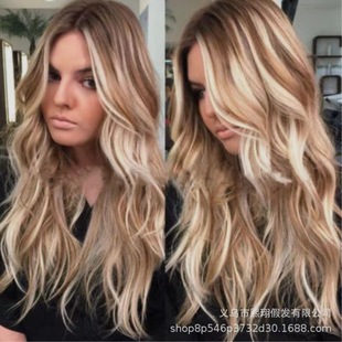 European and American cross-border wig women's long curly hair medium big wave chemical fiber full head cover simulation full top wig factory direct sales