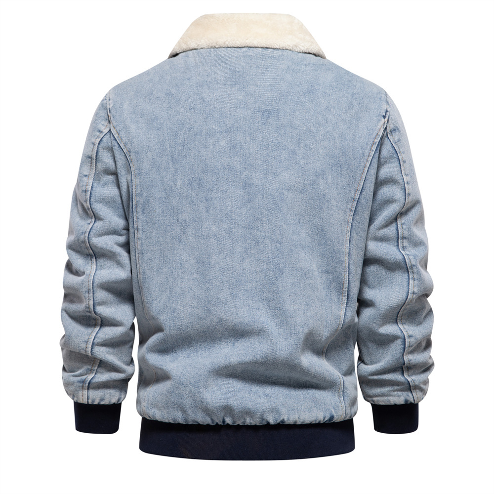 Autumn And Winter New Fleece Denim Jacket, Casual Washed Denim Top_voghion.com