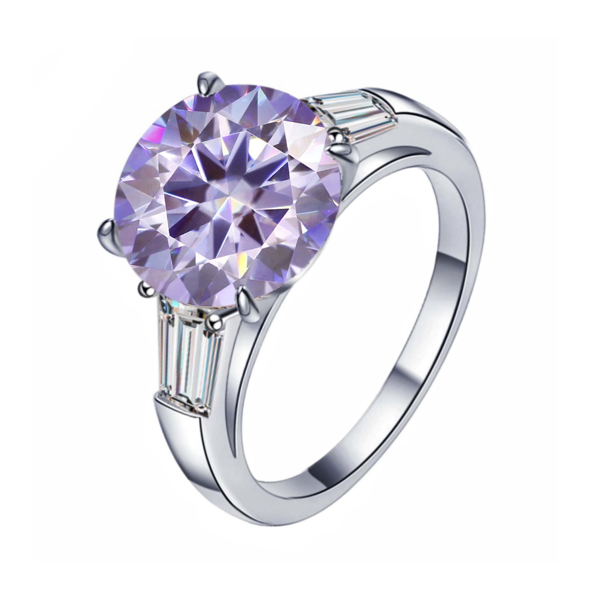 S925 plata esterlina de 5 quilates anillo de piedra de moissan, anillo de compromiso elegante de alta calidad