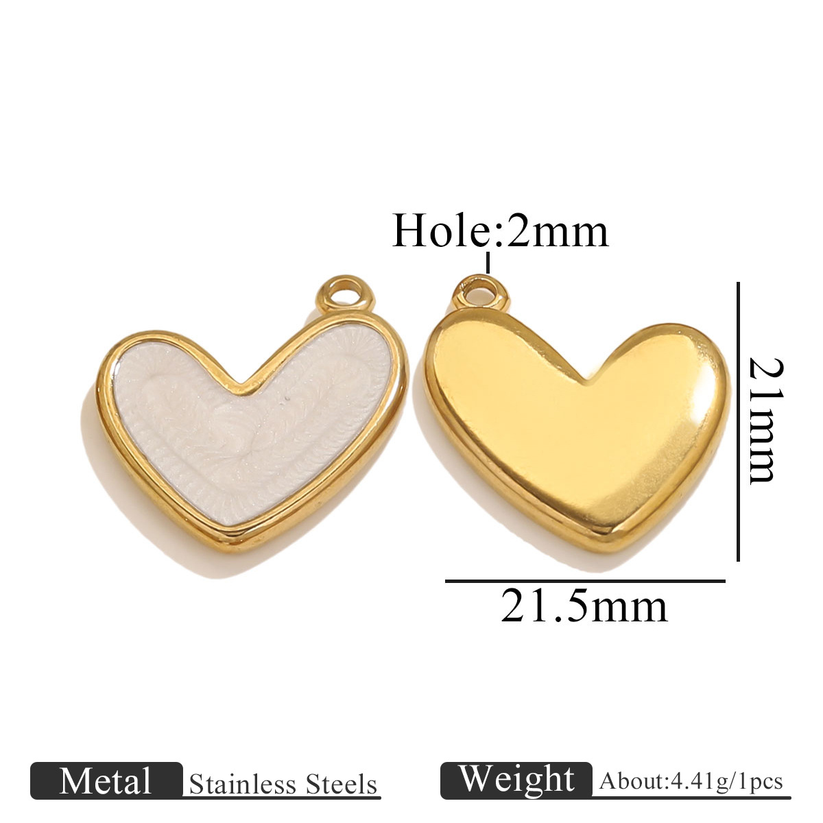 Real Gold Plated Plating Material 1 Piece 304 Stainless Steel PVD Coated Real Gold Plated Heart Shape Pendant Pendant