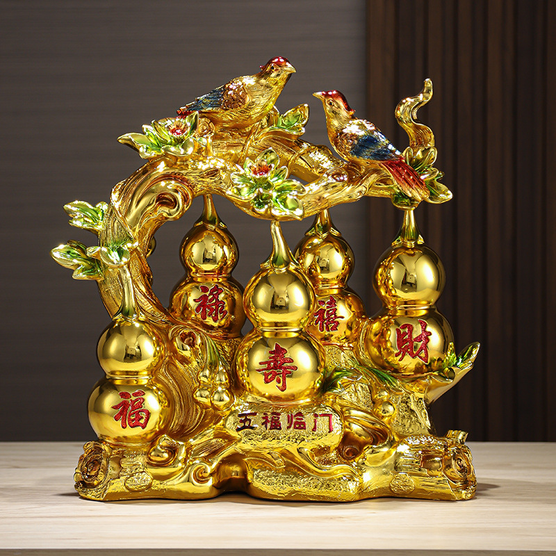 金葫芦摆件镇宅招财五福临门家居饰品新房客厅隔断玄关迁新居礼品