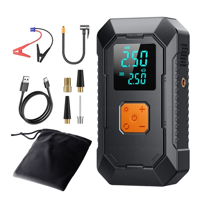 Cross-border vehicle-mounted air pump pump to start the all-in-one machine (Hava nasosu) - english-version-es12-black-common-clip-bag-6000-mah