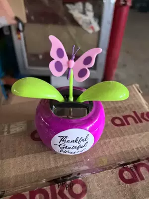 Car ornaments cartoon shaking head car - purple-butterfly