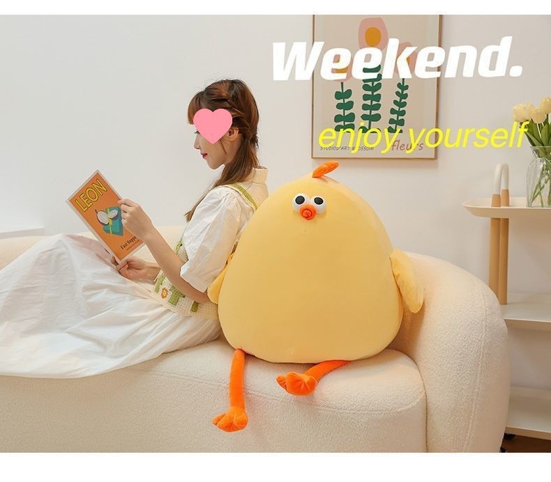 Plush Toy Doll Pillow, Cute Chicken Doll, Large Birthday Gift, Little Yellow Chicken for Boys and Girls