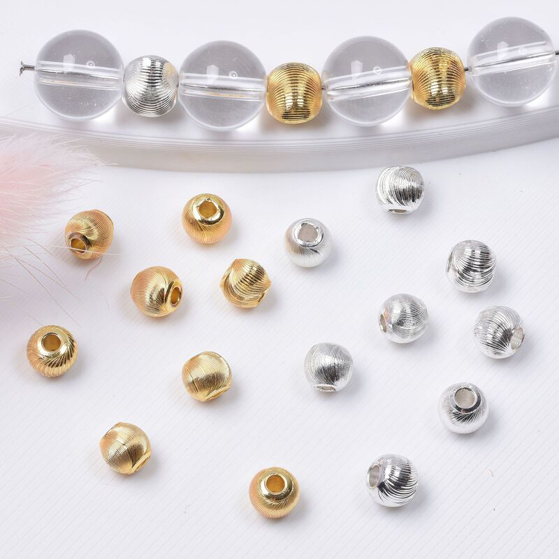 18K Real Gold Color-Preserving Cat's Eye Beads Spiral Pattern Spacer Beads DIY Jewelry Accessories Loose Beads Beading Material Factory Direct Sale