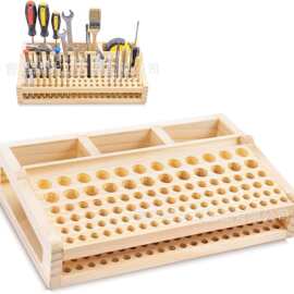 木质工具架皮革加工工具架台座组织器带插槽工具存储架