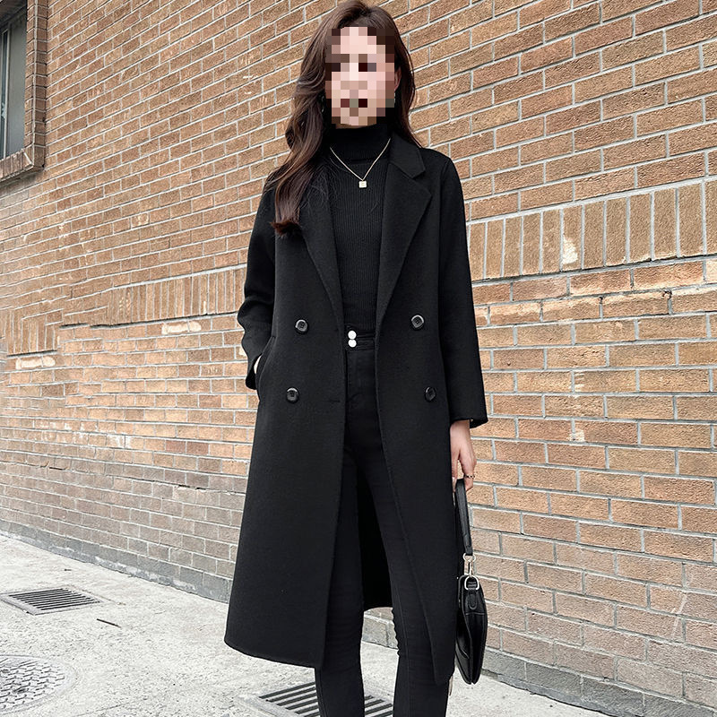 Double-Sided Cashmere Outwear Women's Mid-Length Over-The-Knee 2025 New Autumn and Winter Hepburn Style Slim Woolen Outwear