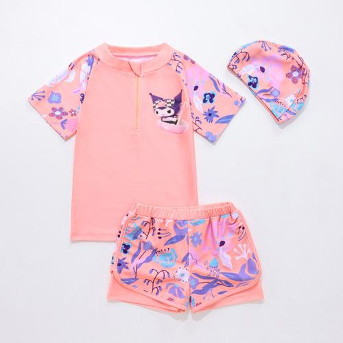 Factory wholesale flowers children swimming cap for boys and girls, non-pressing head comfortable ear-protecting cute swimming cap for babies, fabric hat