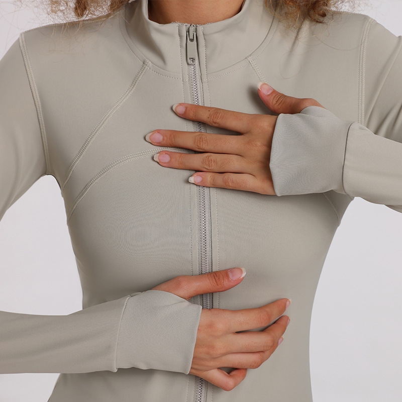 플러시 요가 재킷 여성용 상의 스포츠 러닝 피트니스 의류 속건 가을과 겨울 신상품 고급 스탠드 칼라 긴팔