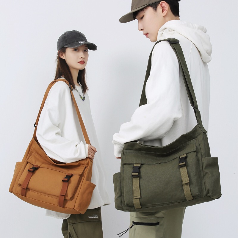 Retro Versatile Canvas Workwear Style Japanese Crossbody Bag for Men and Women, Casual Solid Color Messenger Bag, Commuter Student Shoulder Bag Retro Versatile Canvas Workwear Style Japanese Crossbody Bag for Men and Women, Casual Solid Color Messenger Bag, Commuter Student Shoulder Bag