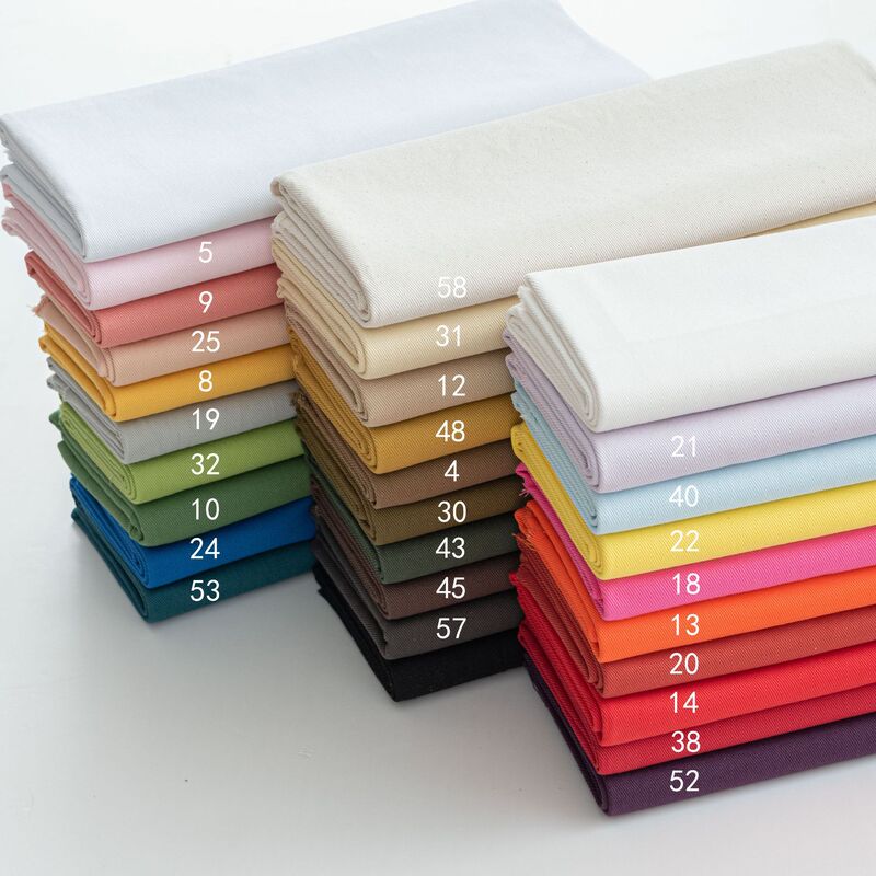 7*7 Twill Cotton Fabric for Sofa Upholstery, Hats, Pants, Clothing, Multi-Color in Stock, Pure Plain Color