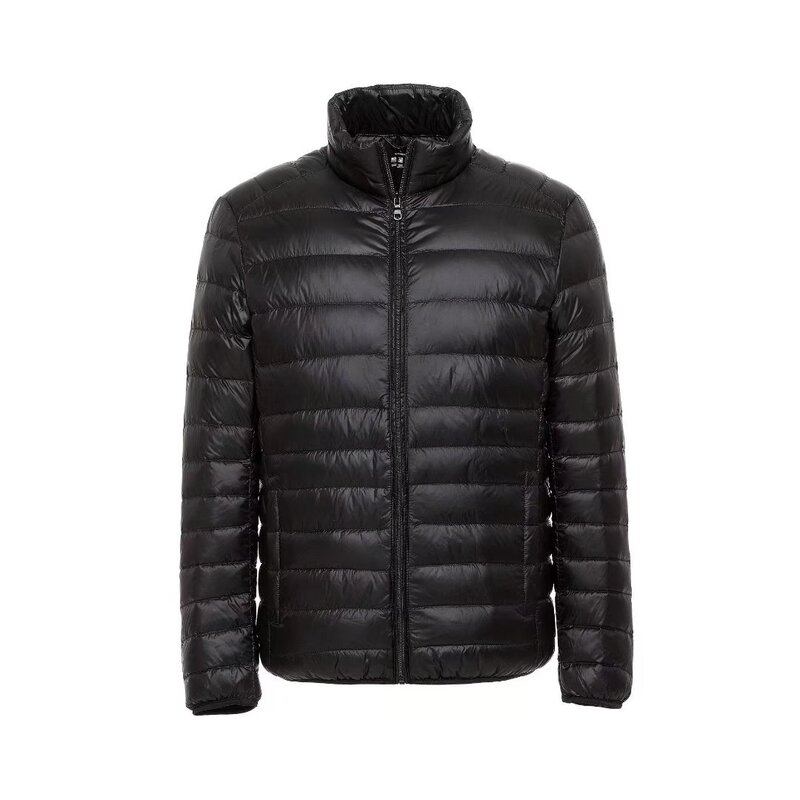 Pinghu autumn and winter short lightweight cross-border solid color simple stand collar white duck down white duck down men's jacket down jacket men