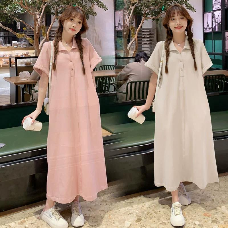 Стильный летний набор для беременных polo-платье dress - Комфортное платье-футболка для беременных женщин, плюс-сайз мода