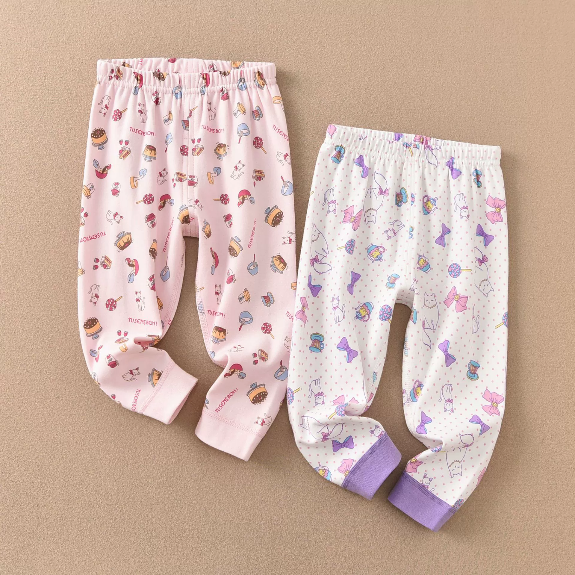 Japanese children's winter velvet keep warm thermal underwear, cotton cartoon trousers for leisure