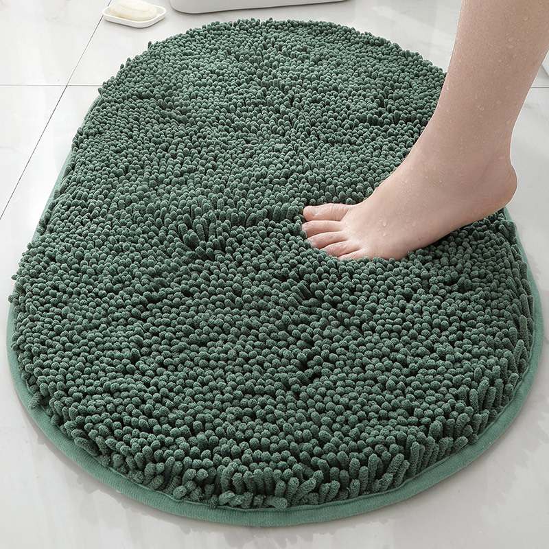 Alfombra absorbente de baño de chenilla ovalada Alfombra de pie de puerta de baño Alfombra antideslizante de entrada de baño Alfombra de dormitorio
