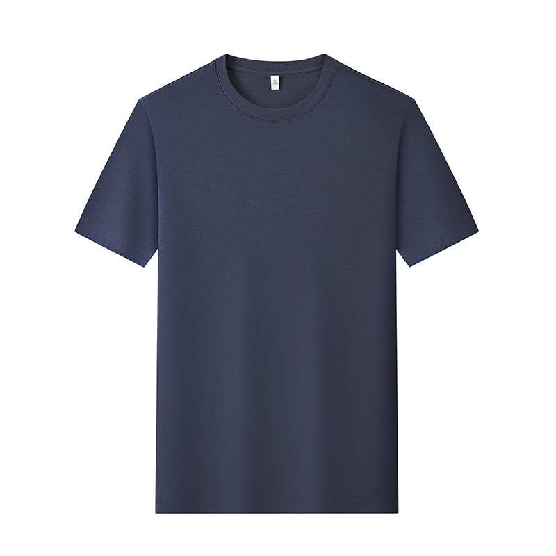 80 hombres de hombro recto, lujo ligero, alta calidad, color sólido, media manga, camiseta de manga corta, algodón de caballo, camiseta para hombres, personalización de verano
