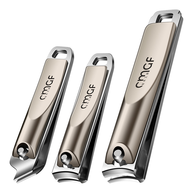 Uña cortadora de uñas para hombres y mujeres Uña cortadora de uñas gran color champán paquete individual portátil de metal biselado