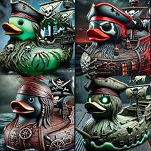 跨境独立站Captain of the pirate ship恐怖海盗船鸭子树脂摆件