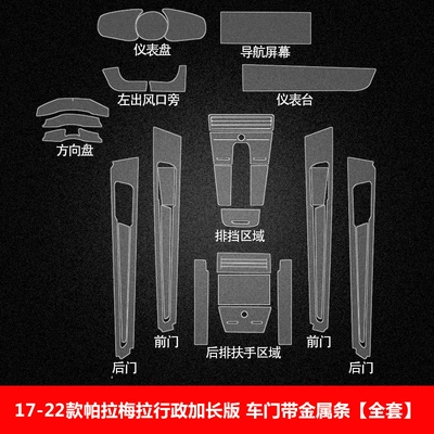 Car interior film: Cayenne Panamera Instrument Film - 17-25-panamera-executive-extended-version-door-with-metal-strip-full-interior-film