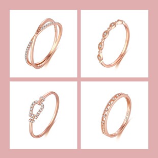 Fashion Commuter 18k Rose Gold Diamond Ring Women's Small Lucky Series Light Luxury All-match Cultivated Diamond Ring