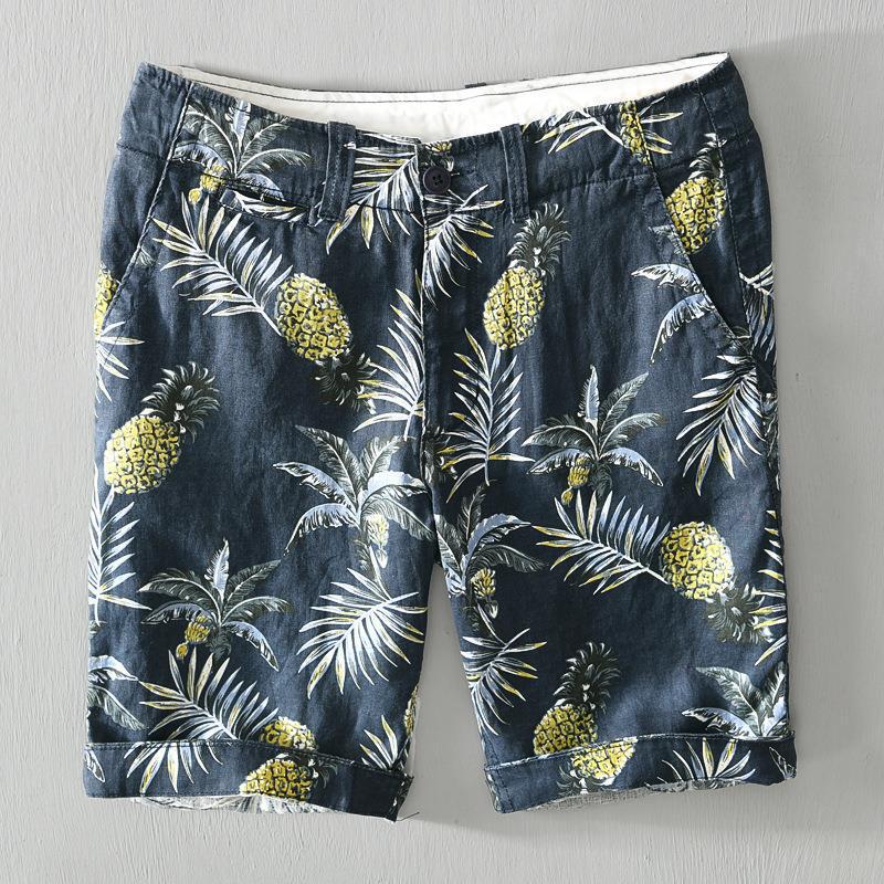P8109 Straight-Leg Pants Men's Casual Printed Shorts Breathable Vacation Beach Pants (Subject to Stock)