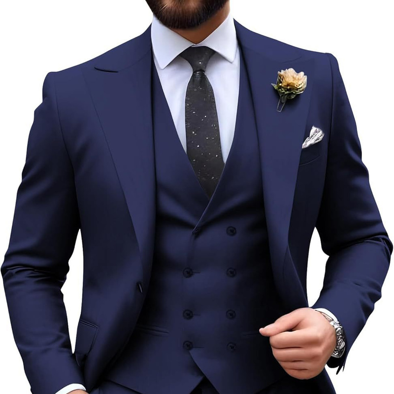 Men's Slim-Fit 3-Piece Suit 2026 New Southeast Asian Trendy Men's Formal Wedding and Prom Suit