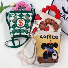 韩版针织水桶包代发可爱卡通个性百搭多巴胺单肩飞织包包斜挎包女