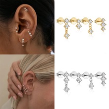 欧美跨境速卖通热销镶钻简约日常搭配耳钉女士气质百搭四件套耳饰