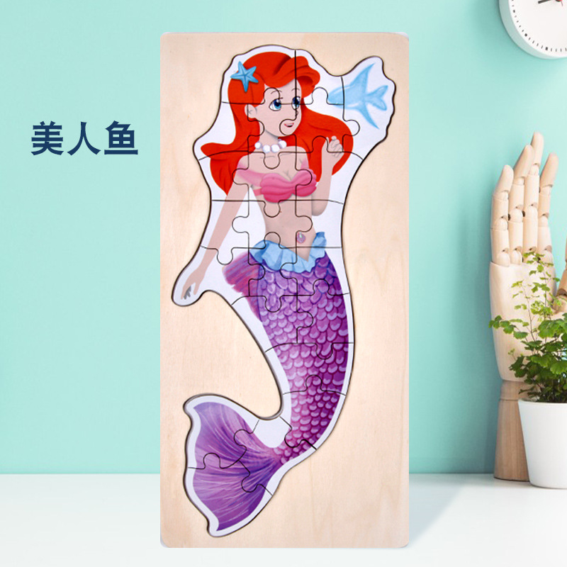 Madera de 0 - 2 - 3 años de edad infantil educación temprana cognitiva aprendizaje de dibujos animados planos dinosaurios tráfico puzzle juguetes de bloques de construcción