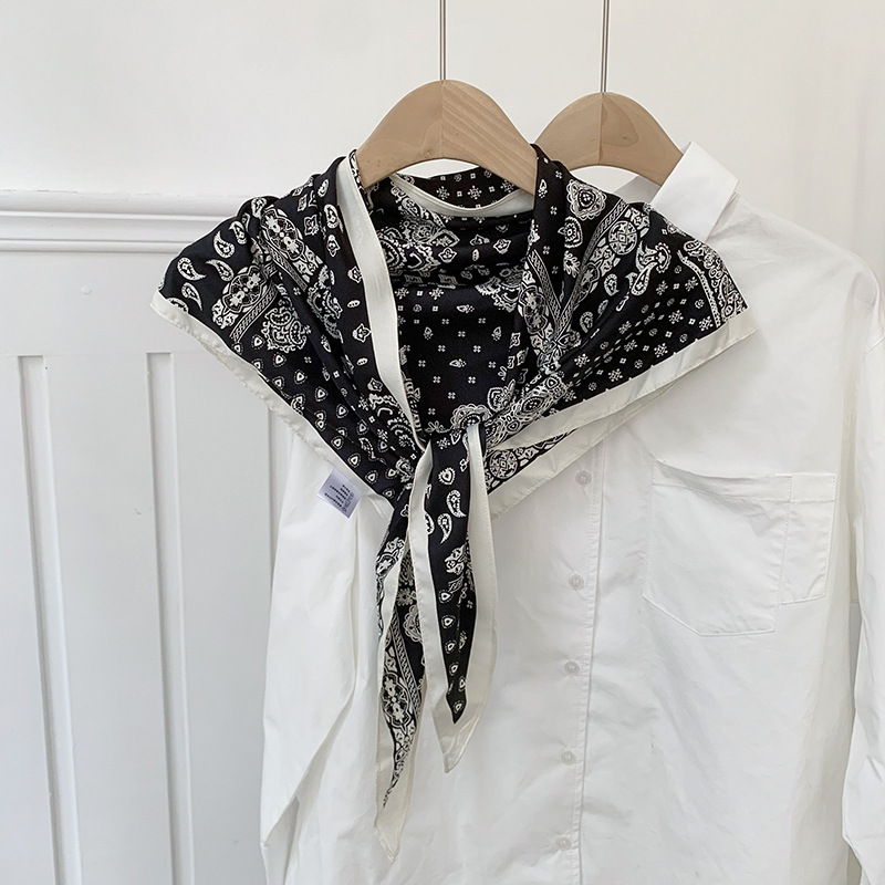 Bufanda triangular, babero, estilo fino de moda para mujer, cintura multifuncional, bufanda de seda decorativa, bufanda de línea de moda de alta gama, chal
