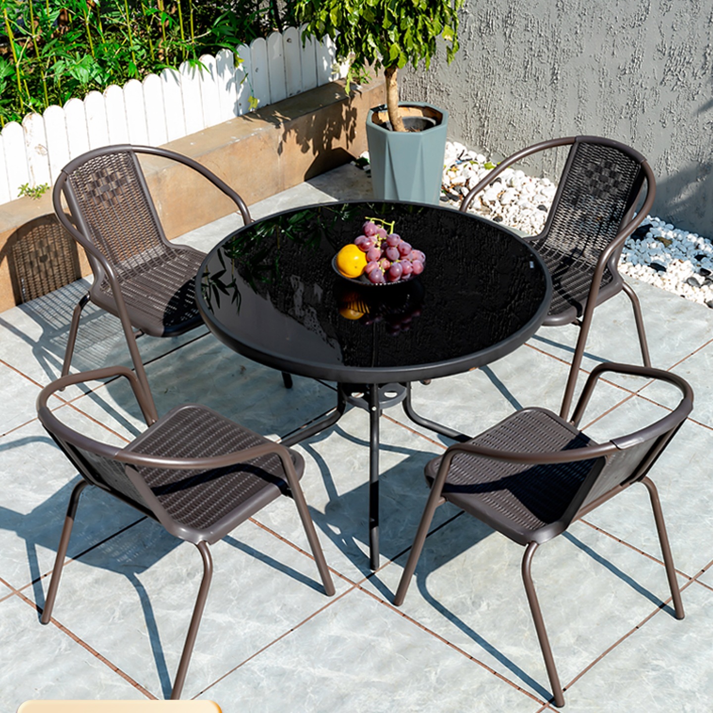 Outdoor Table and Chair Combination Courtyard Leisure Tea Table and Chair Set Open-Air Balcony Garden Iron Dining Table and Chairs Outdoor Display H^